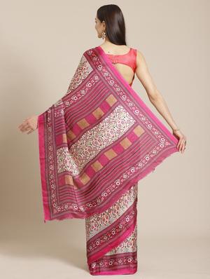 floral printed saree with blouse - 17470506 - Standard Image - 2