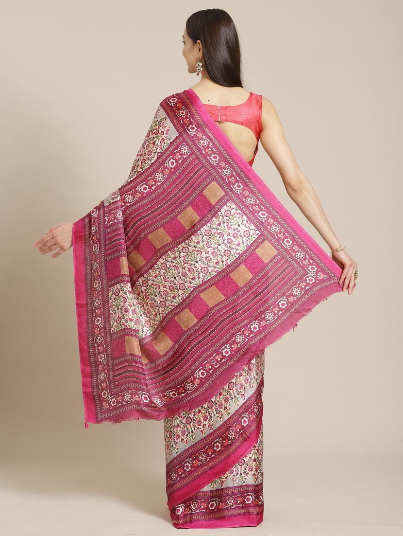 floral printed saree with blouse - 17470506 - Zoom Image - 2