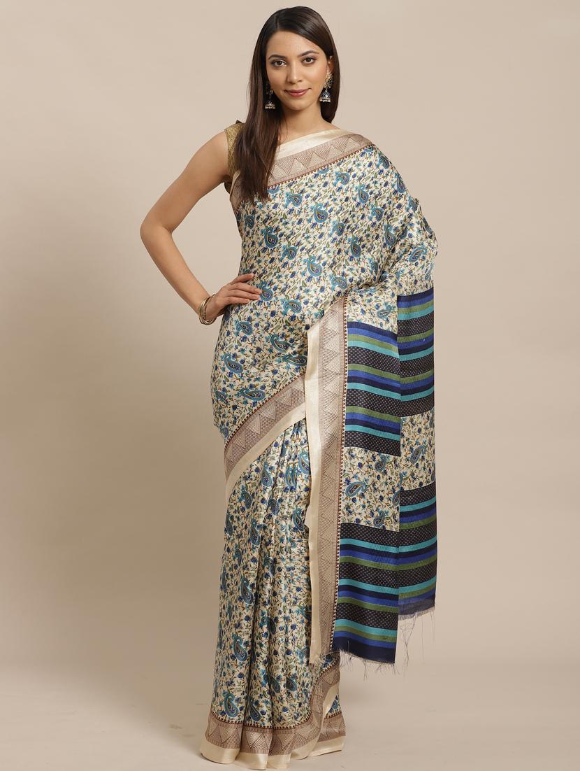 floral printed saree with blouse - 17470508 - Zoom Image - 1