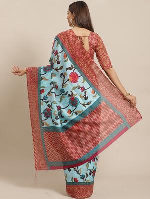 floral printed saree with blouse - 17470509 - Standard Image - 2