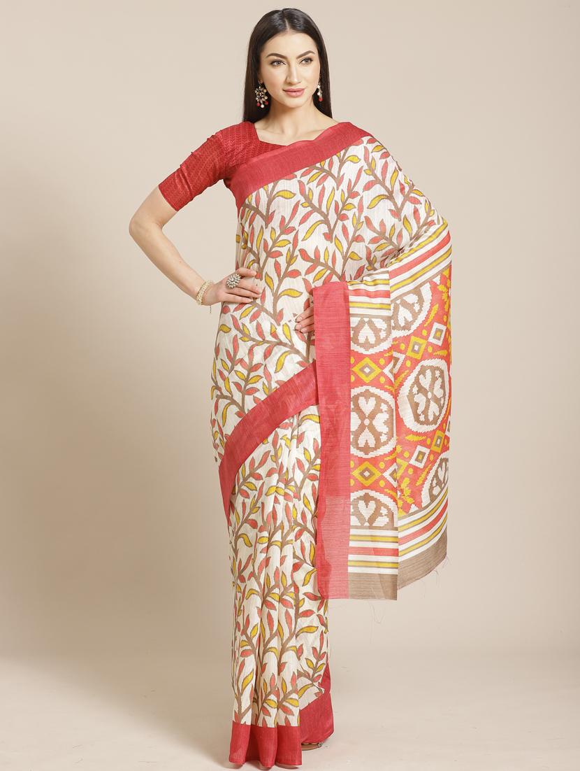floral printed saree with blouse - 17470510 - Zoom Image - 1