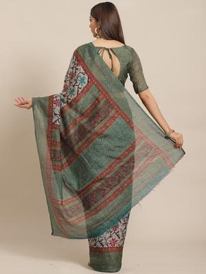floral printed saree with blouse - 17470512 - Standard Image - 2