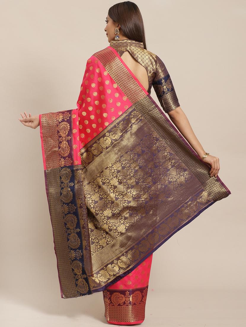 ethnic motifs banarasi saree with blouse - 17470517 - Zoom Image - 2