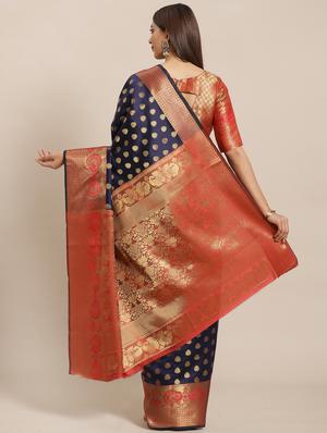 ethnic motifs banarasi saree with blouse - 17470518 - Standard Image - 2
