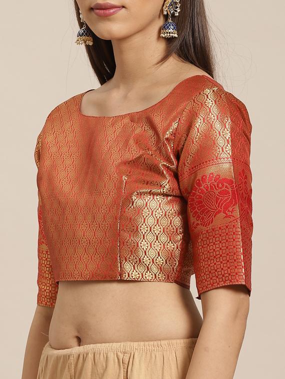 ethnic motifs banarasi saree with blouse - 17470518 - Zoom Image - 3