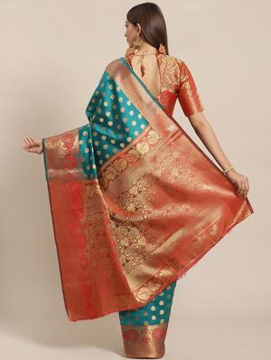 ethnic motifs banarasi saree with blouse - 17470519 - Standard Image - 2