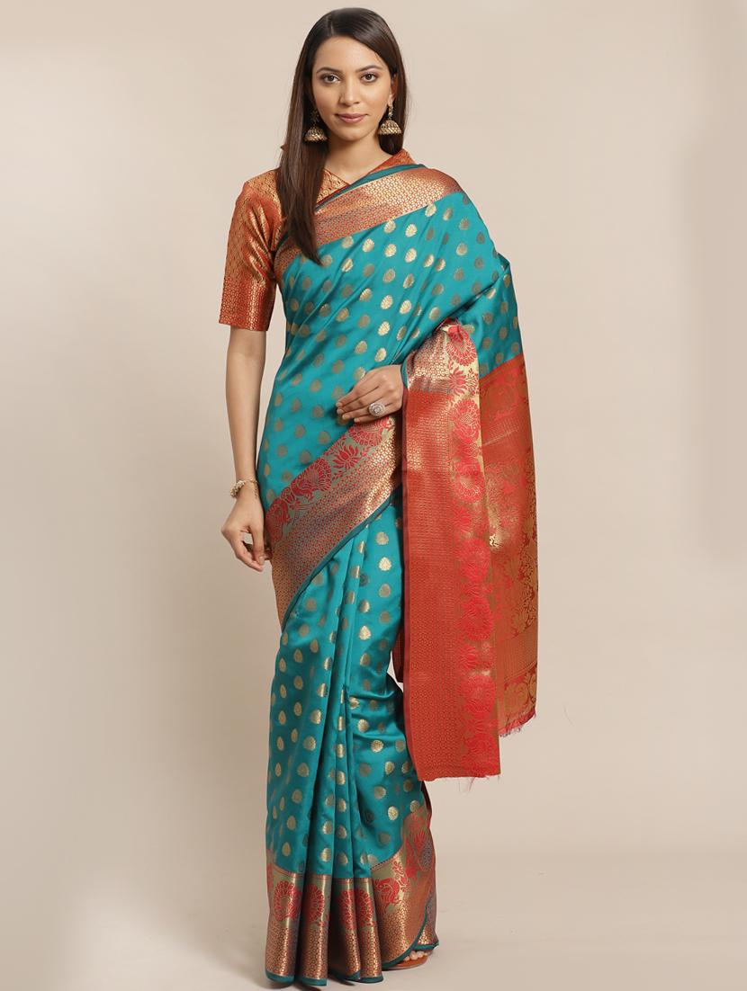 ethnic motifs banarasi saree with blouse - 17470519 - Zoom Image - 1