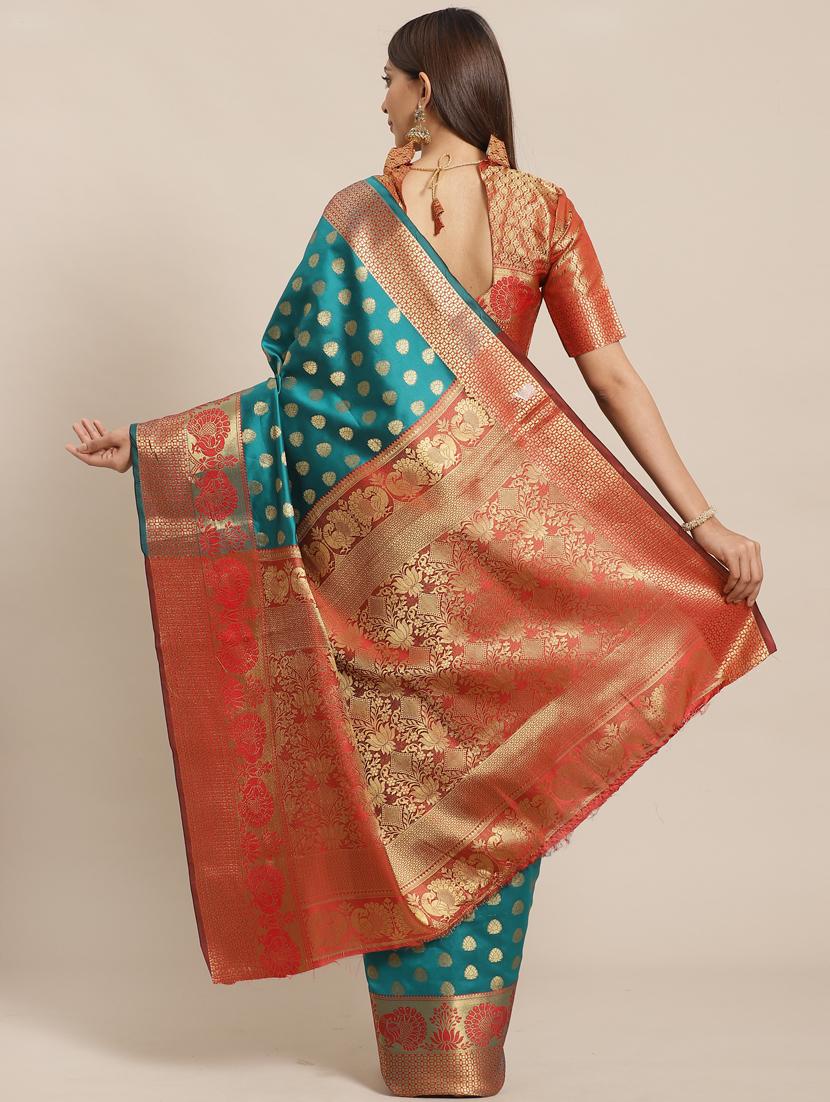 ethnic motifs banarasi saree with blouse - 17470519 - Zoom Image - 2
