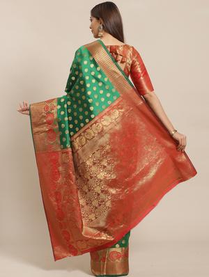 ethnic motifs banarasi saree with blouse - 17470521 - Standard Image - 2