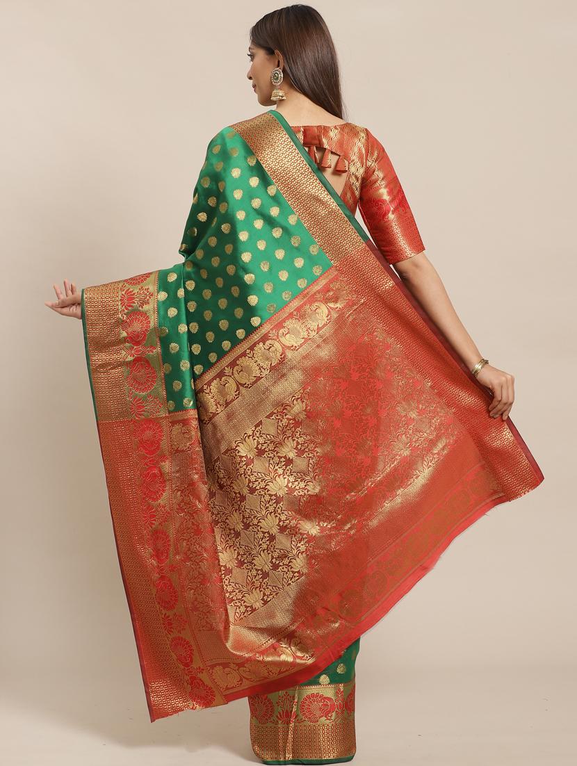 ethnic motifs banarasi saree with blouse - 17470521 - Zoom Image - 2