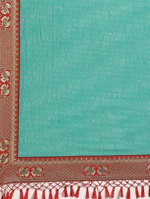 solid bordered saree with blouse - 17470525 - Standard Image - 5