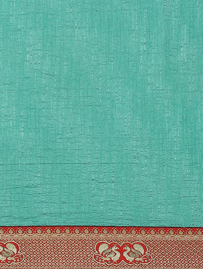 solid bordered saree with blouse - 17470525 - Zoom Image - 4