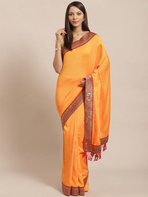 solid bordered saree with blouse - 17470529 - Standard Image - 1