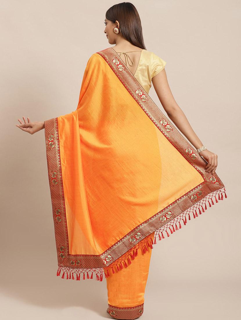 solid bordered saree with blouse - 17470529 - Zoom Image - 2