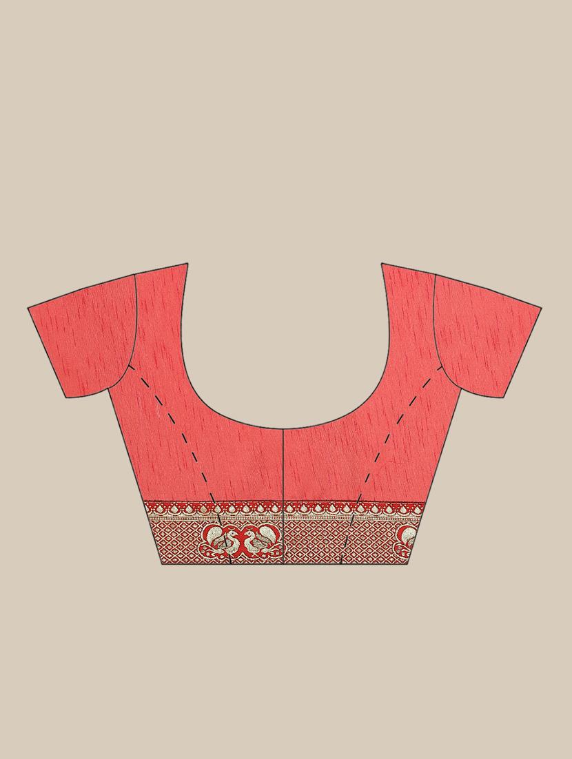 solid bordered saree with blouse - 17470529 - Zoom Image - 3