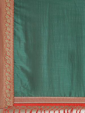 solid bordered saree with blouse - 17470531 - Standard Image - 5