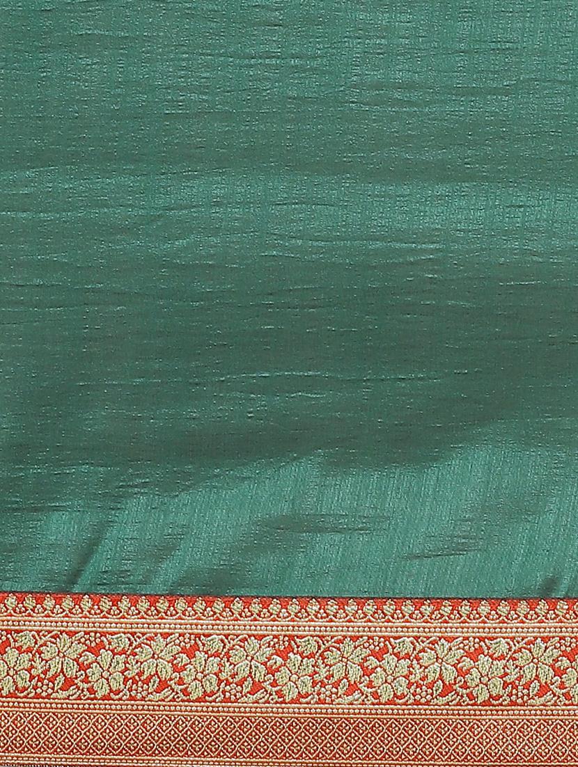 solid bordered saree with blouse - 17470531 - Zoom Image - 4