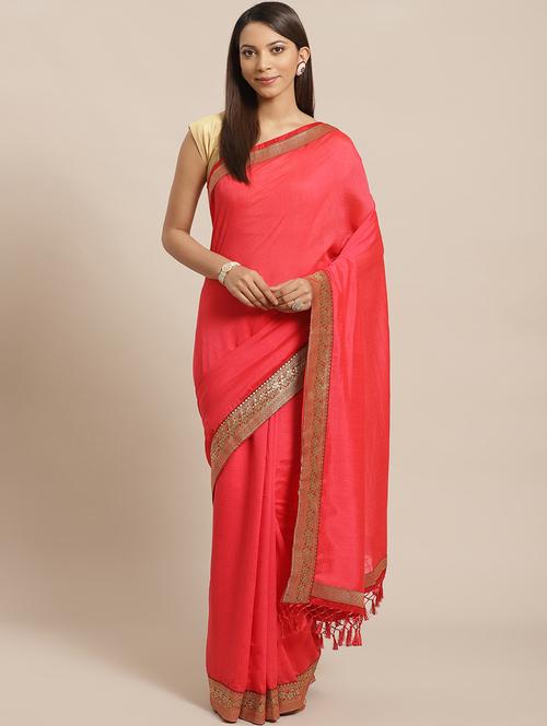 solid bordered saree with blouse - 17470532 - Standard Image - 1