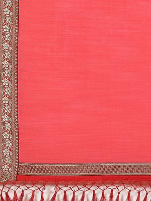 solid bordered saree with blouse - 17470532 - Standard Image - 5