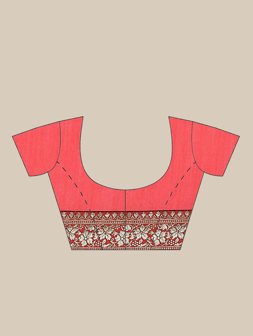 solid bordered saree with blouse - 17470532 - Zoom Image - 3