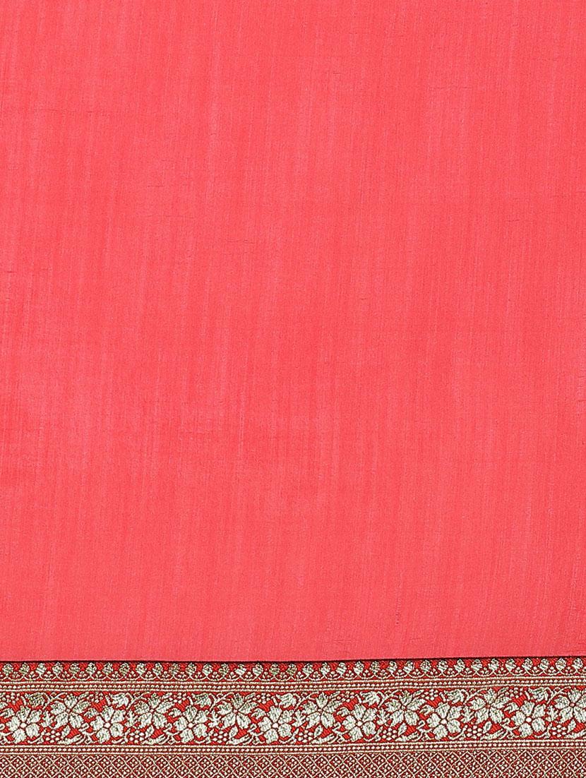 solid bordered saree with blouse - 17470532 - Zoom Image - 4