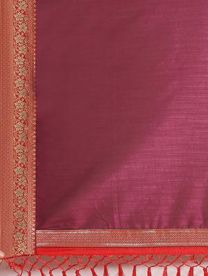 solid bordered saree with blouse - 17470535 - Standard Image - 5
