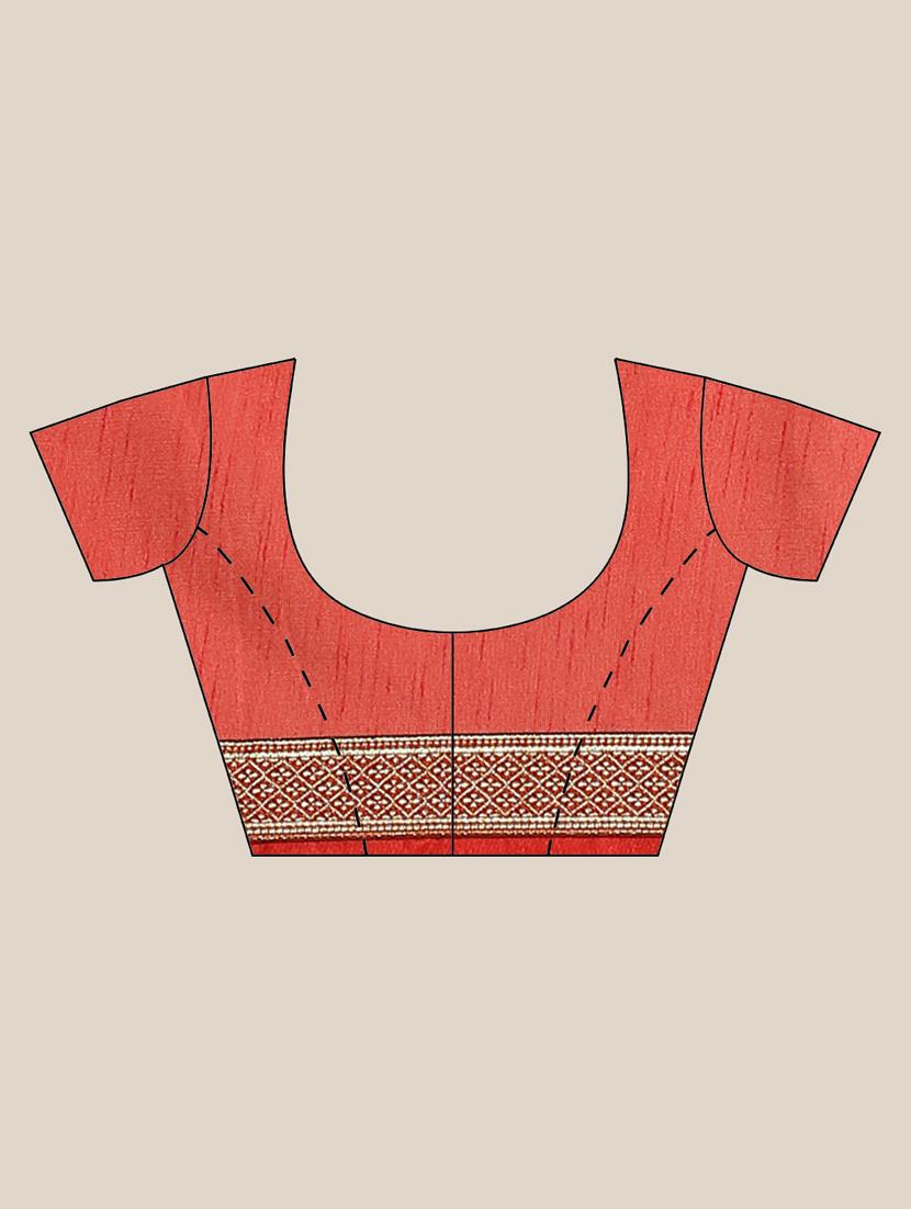 solid bordered saree with blouse - 17470535 - Zoom Image - 3