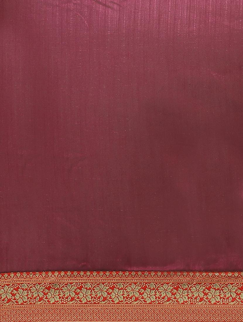 solid bordered saree with blouse - 17470535 - Zoom Image - 4