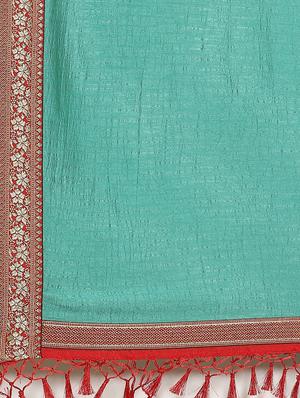 solid bordered saree with blouse - 17470538 - Standard Image - 5