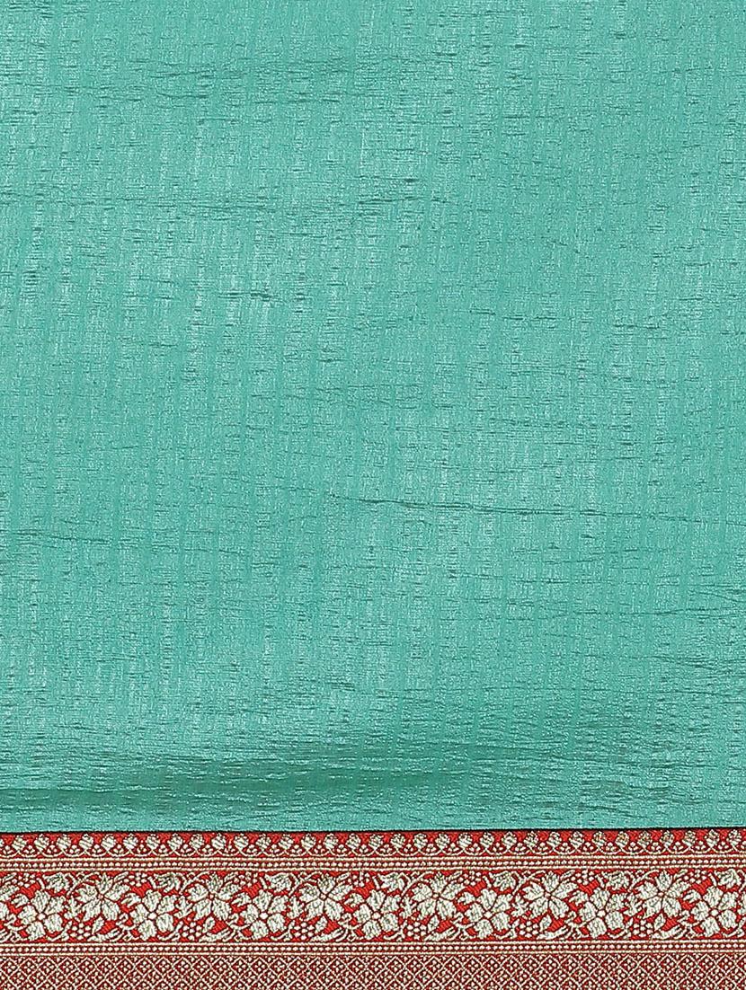 solid bordered saree with blouse - 17470538 - Zoom Image - 4
