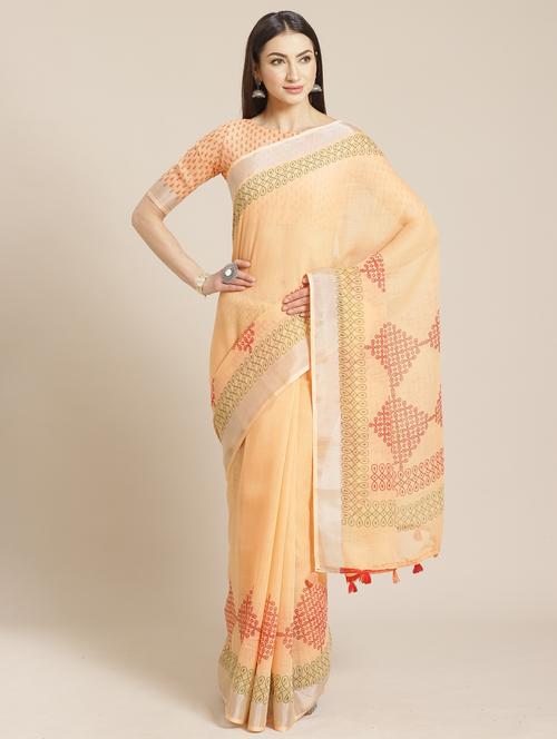 geometric printed saree with blouse - 17470540 - Standard Image - 1
