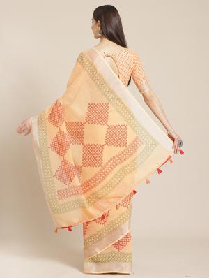 geometric printed saree with blouse - 17470540 - Standard Image - 2