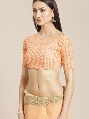 geometric printed saree with blouse - 17470540 - Standard Image - 3