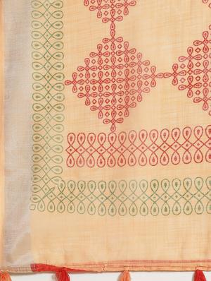 geometric printed saree with blouse - 17470540 - Standard Image - 4
