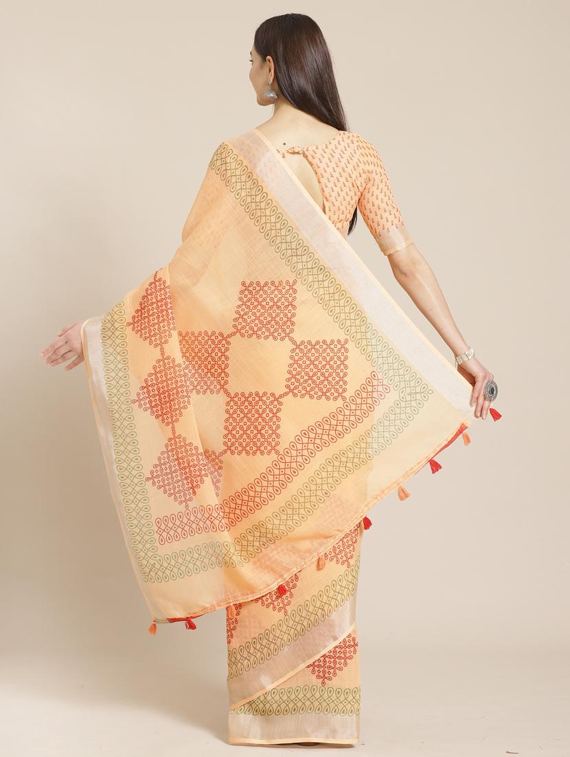 geometric printed saree with blouse - 17470540 - Zoom Image - 2
