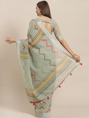geometric printed saree with blouse - 17470544 - Standard Image - 2
