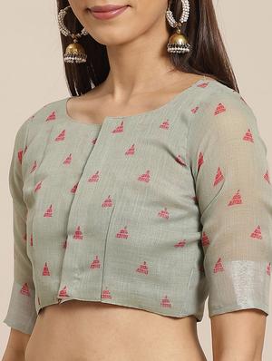 geometric printed saree with blouse - 17470544 - Standard Image - 3