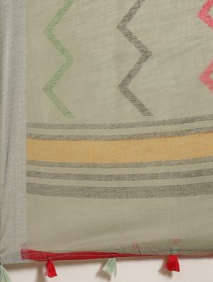 geometric printed saree with blouse - 17470544 - Standard Image - 4