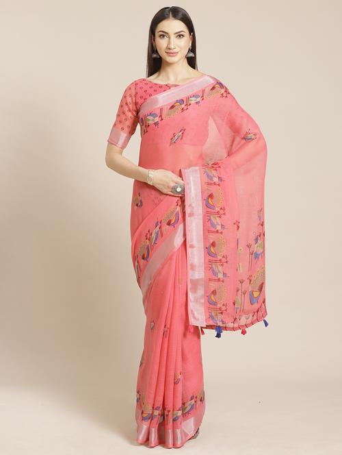 conversational printed saree with blouse - 17470547 - Standard Image - 1
