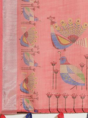 conversational printed saree with blouse - 17470547 - Standard Image - 4