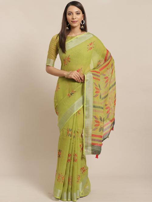 geometric printed saree with blouse - 17470549 - Standard Image - 1