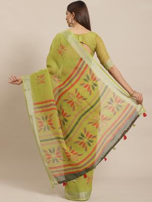 geometric printed saree with blouse - 17470549 - Standard Image - 2