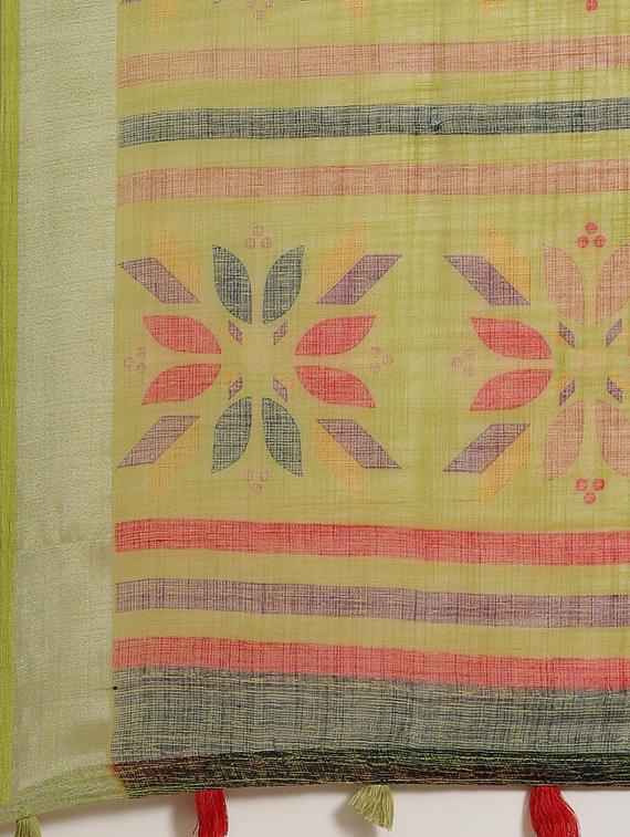 geometric printed saree with blouse - 17470549 - Zoom Image - 4