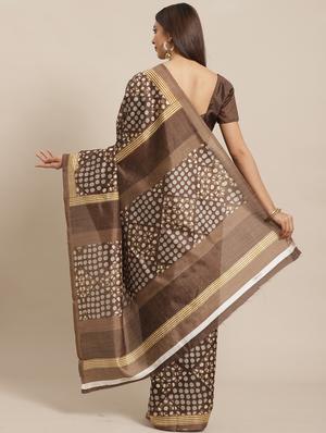 geometric printed saree with blouse - 17470553 - Standard Image - 2