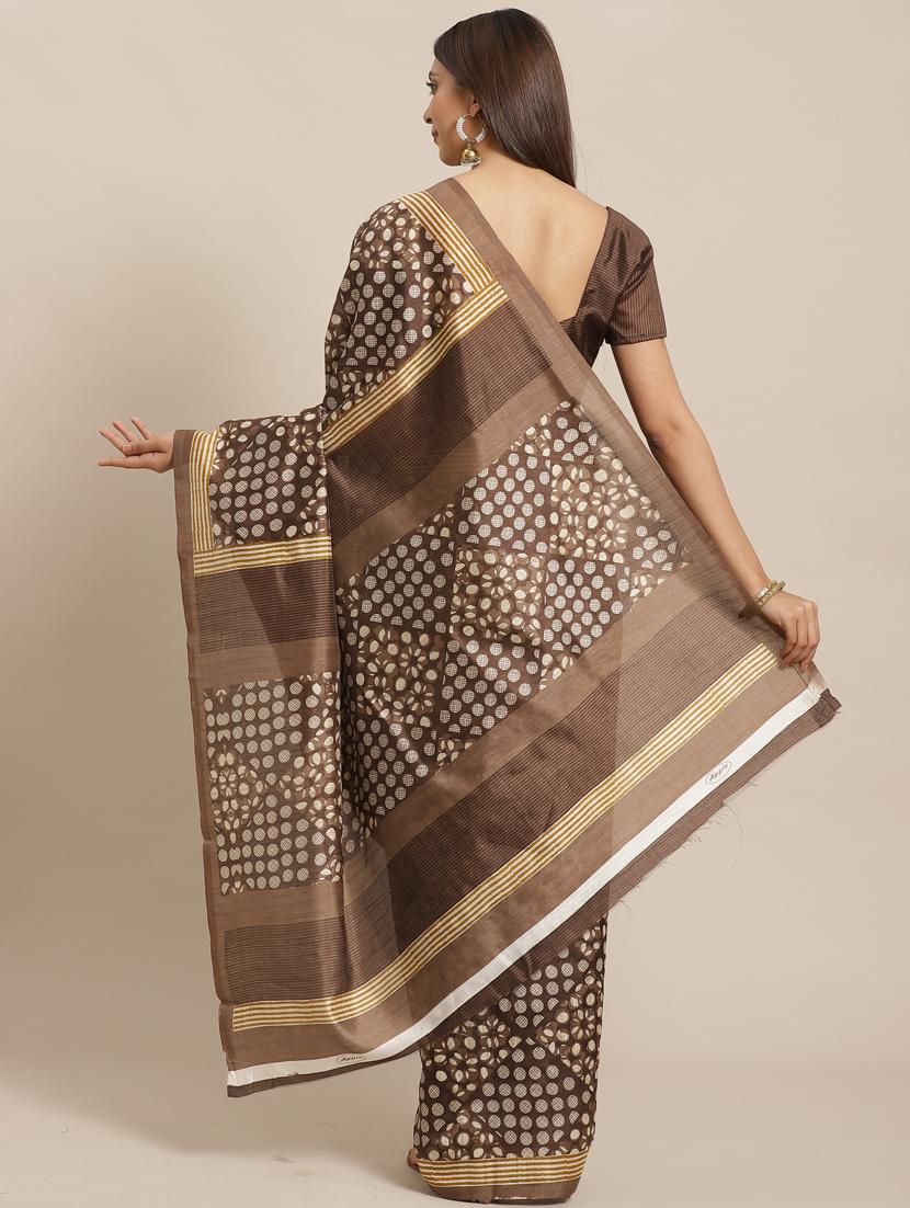 geometric printed saree with blouse - 17470553 - Zoom Image - 2