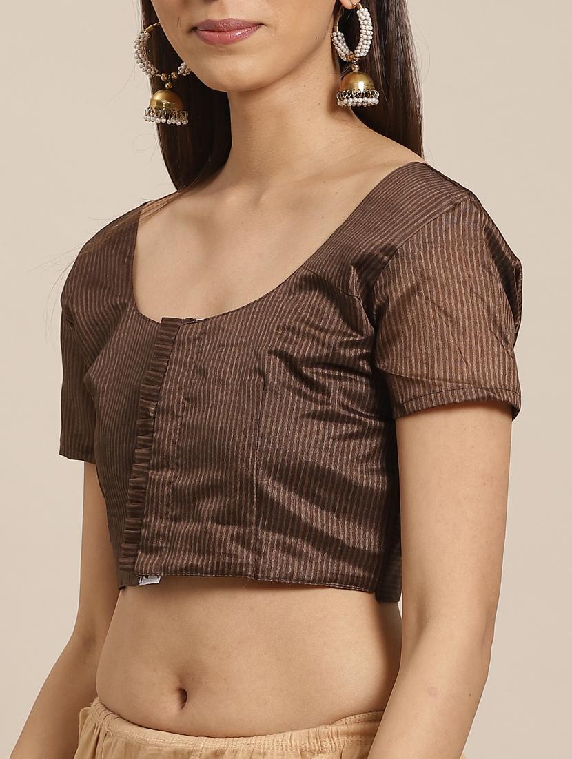 geometric printed saree with blouse - 17470553 - Zoom Image - 3
