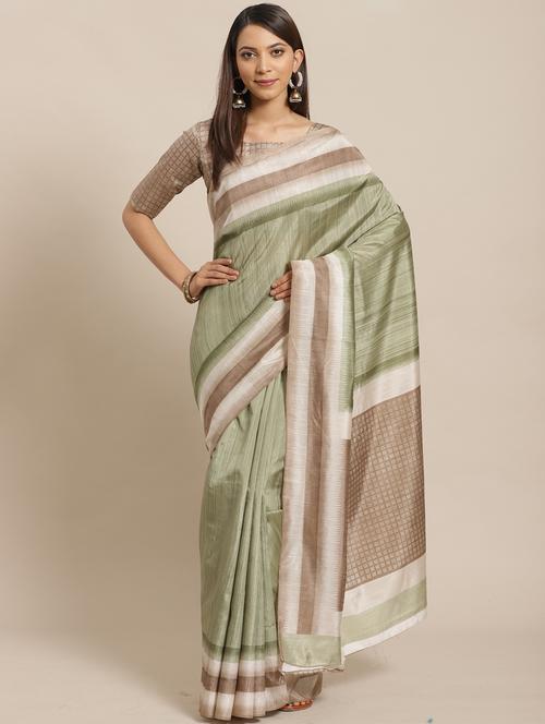 stripe printed saree with blouse - 17470555 - Standard Image - 1