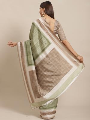 stripe printed saree with blouse - 17470555 - Standard Image - 2