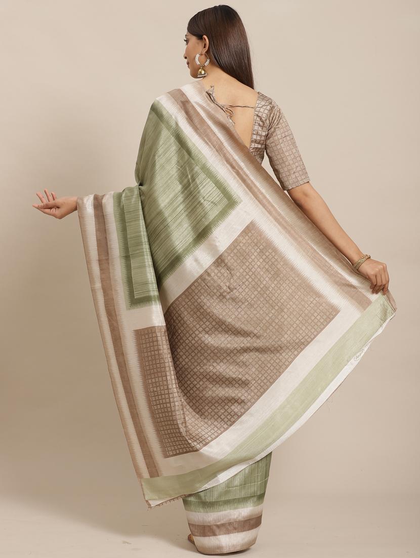 stripe printed saree with blouse - 17470555 - Zoom Image - 2