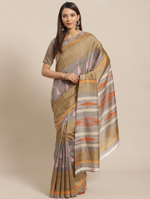 geometric printed saree with blouse - 17470557 - Standard Image - 1